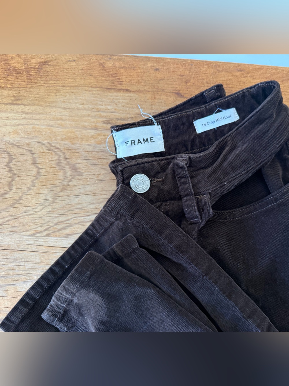 Frame Jeans Le Crop Mini Boot Espresso Brown Corduroy Pants Cotton Women’s 25 - Picture 6 of 10